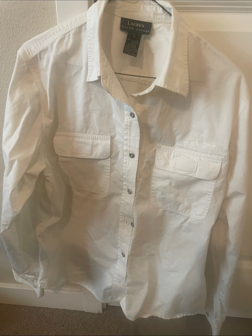 LAUREN Ralph Lauren White Button-Up Cotton Shirt